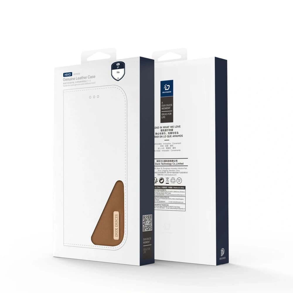 Husa cu clapetă Dux Ducis Hivo pentru Apple iPhone 16e, maro - 3