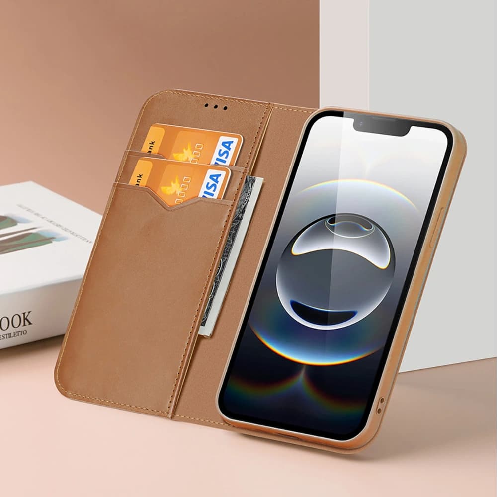 Husa cu clapetă Dux Ducis Hivo pentru Apple iPhone 16e, maro - 9