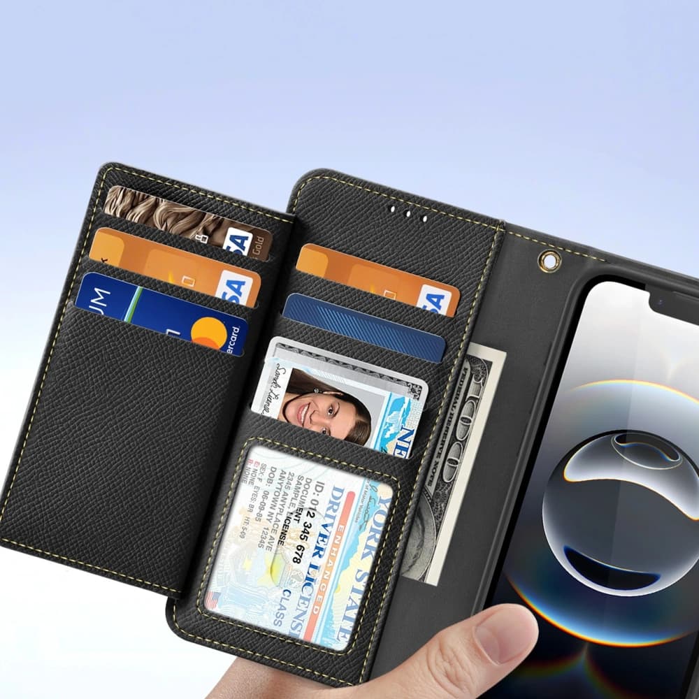 Etui cu clapetă Dux Ducis Lawa pentru Apple iPhone 16e cu portofel magnetic detașabil negru - 8