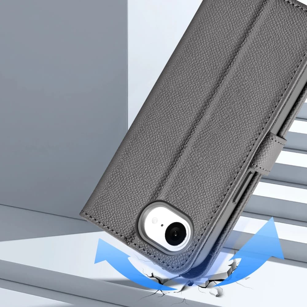 Dux Ducis Lawa Klappetui für Apple iPhone 16e mit abnehmbarem magnetischem Geldbeutel grau - 11