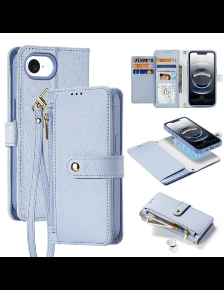 Husa cu clapetă Dux Ducis Lawa pentru Apple iPhone 16e cu portofel magnetic detașabil albastru