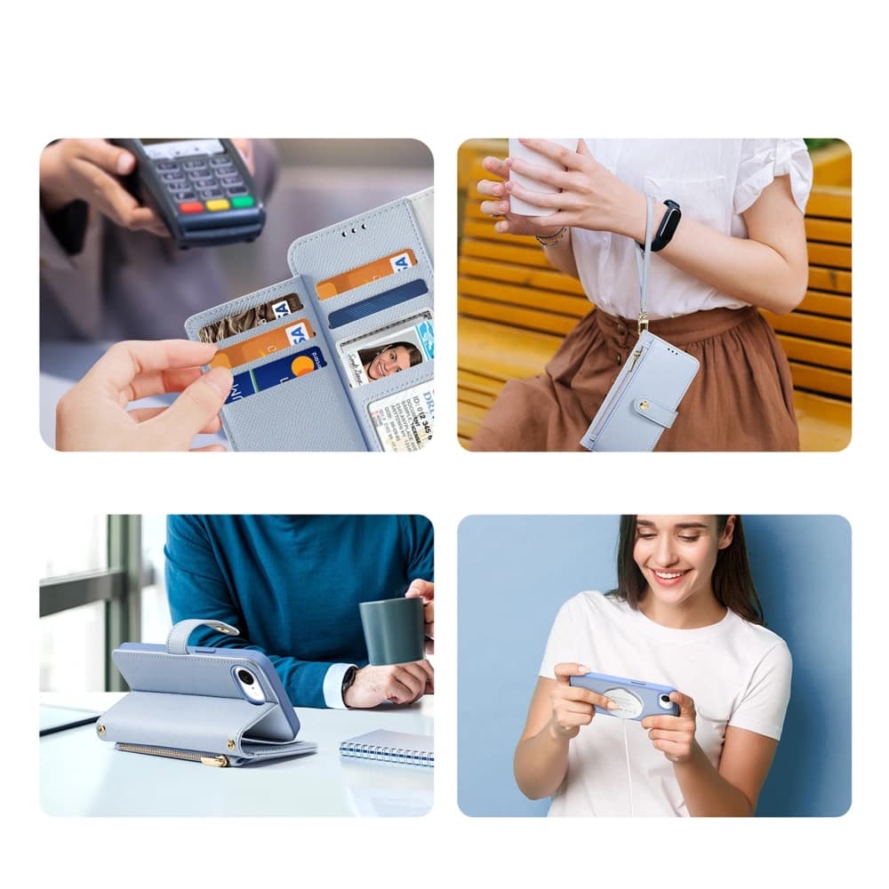 Husa cu clapetă Dux Ducis Lawa pentru Apple iPhone 16e cu portofel magnetic detașabil albastru - 5