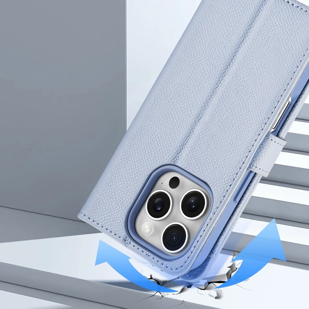 Dux Ducis Lawa Flip Case for Apple iPhone 16 Pro Max with detachable magnetic wallet in blue - 10