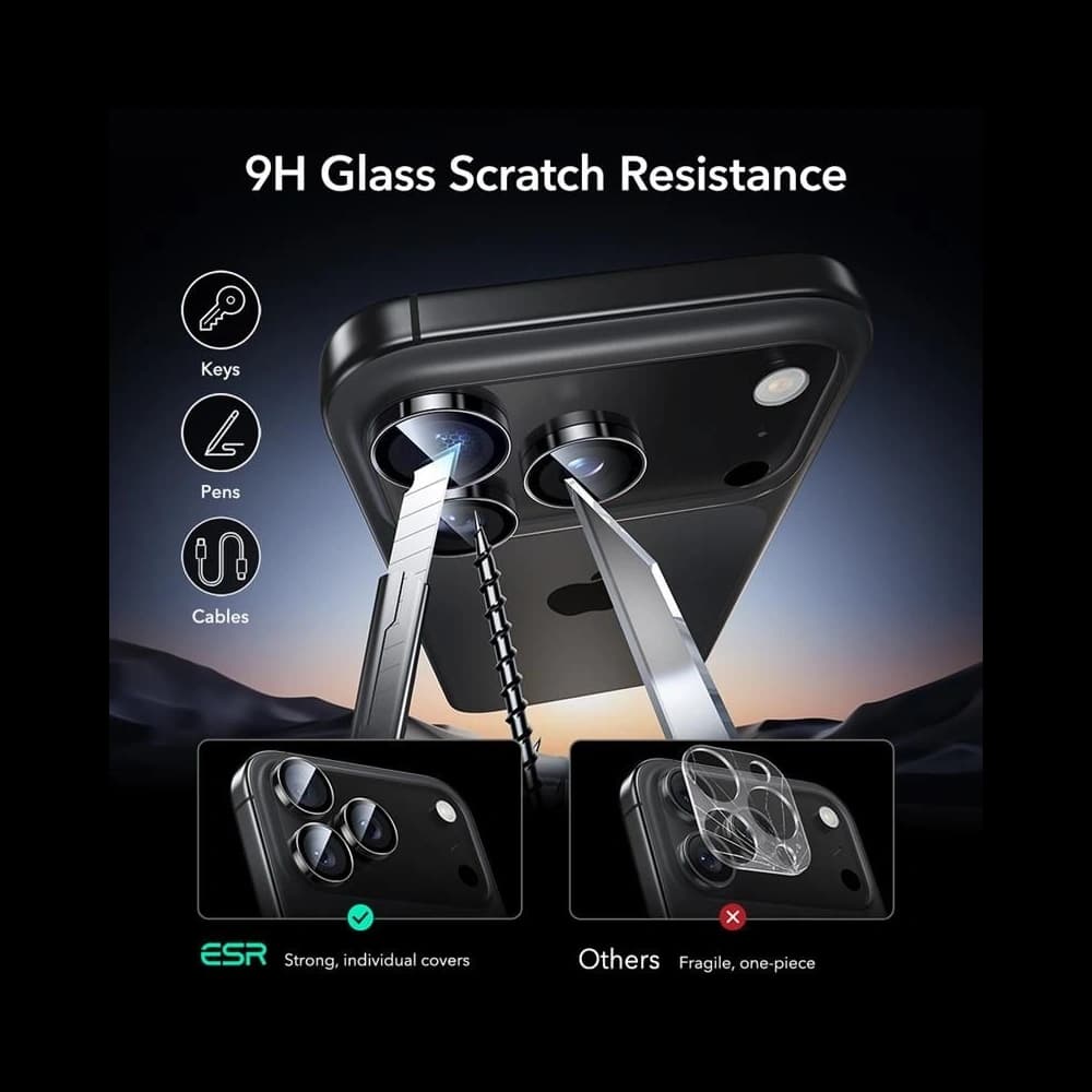 ESR Armorite Kamera Schutz für Apple iPhone 14 Pro / 14 Pro Max / 15 Pro / 15 Pro Max / 16 Pro / 16 Pro Max / 17 Pro / 17 Pro Max Schwarz - 7