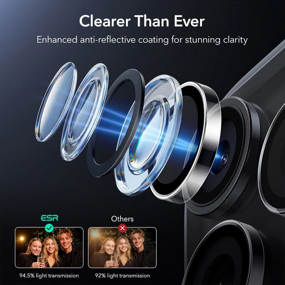 ESR Armorite Kamera Schutz für Apple iPhone 14 Pro / 14 Pro Max / 15 Pro / 15 Pro Max / 16 Pro / 16 Pro Max / 17 Pro / 17 Pro Max Klar - 6
