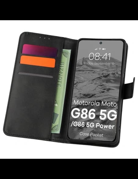 Husă Bizon Pocket Motorola Moto G86 5G / G86 Power 5G neagră