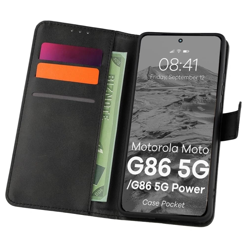Husă Bizon Pocket Motorola Moto G86 5G / G86 Power 5G neagră - 1