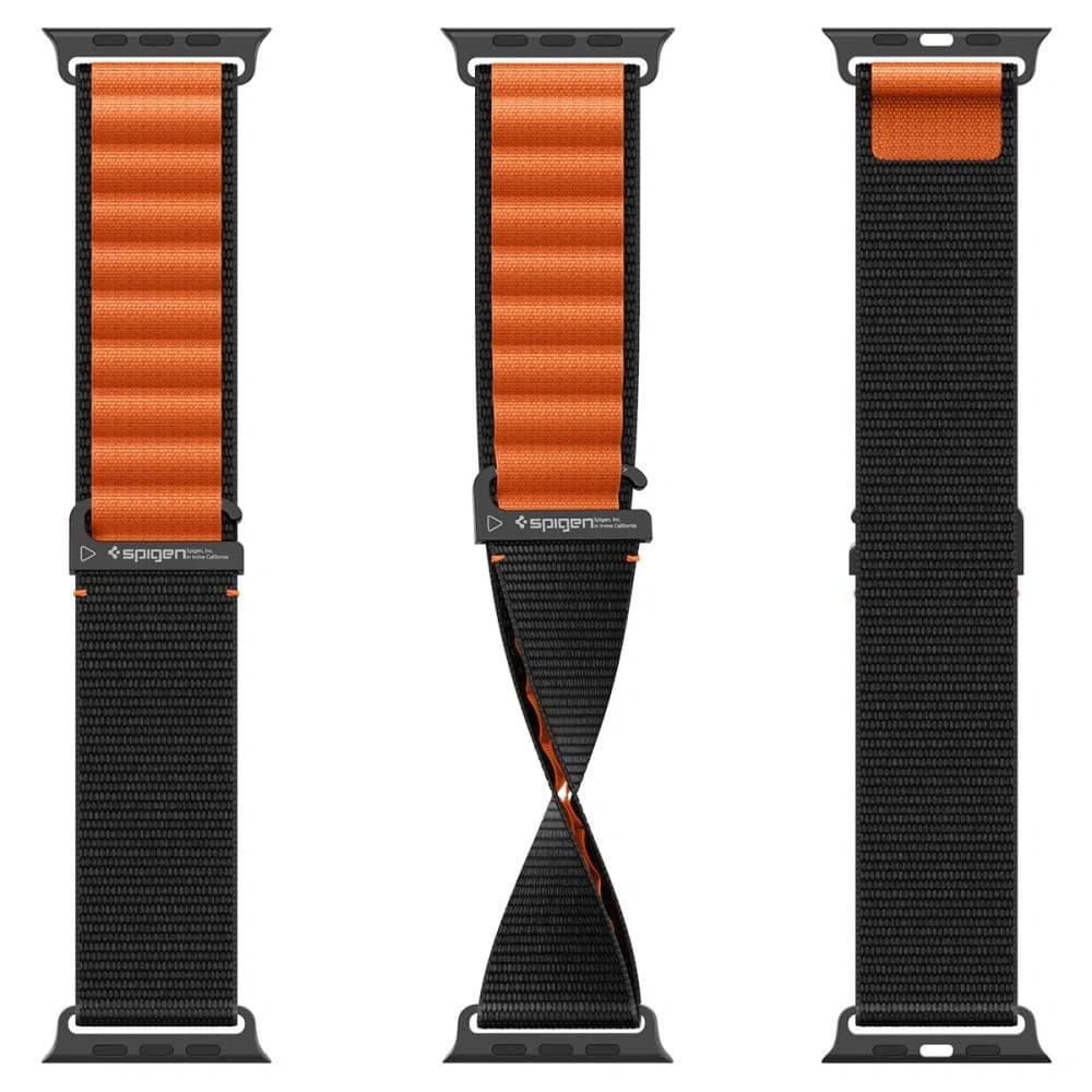 Spigen WBF1 Band für Apple Watch 6/7/8/9/10/SE/Ultra 1/2 44/45/46/49mm Schwarz/Orange - 9