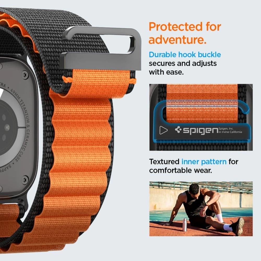 Spigen WBF1 Band für Apple Watch 6/7/8/9/10/SE/Ultra 1/2 44/45/46/49mm Schwarz/Orange - 14