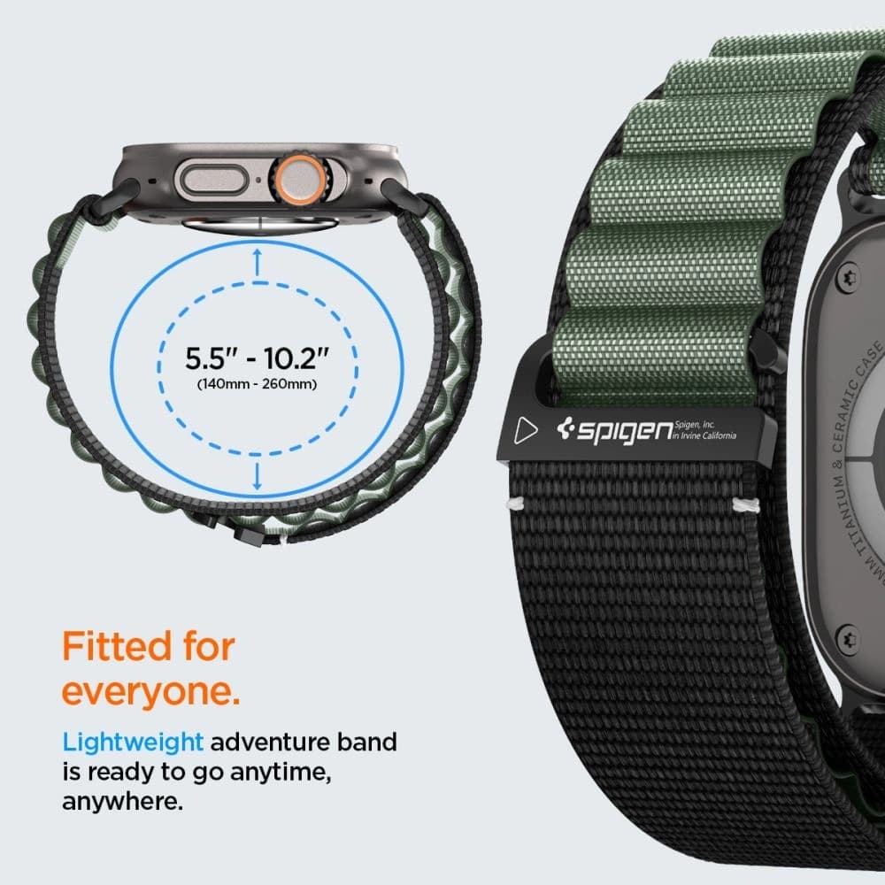 Spigen WBF1 Band Apple Watch 6/7/8/9/10/SE/Ultra 1/2 44/45/46/49mm Negru/verde - 12