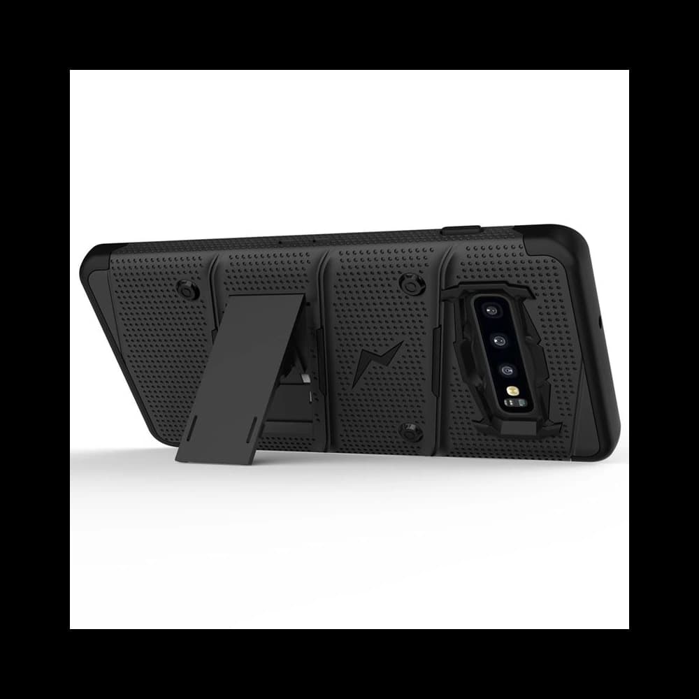 Pancéřové etui Zizo Bolt Cover Samsung Galaxy S10 a podstavec & držák na pásek (Černá/Černá) - 6