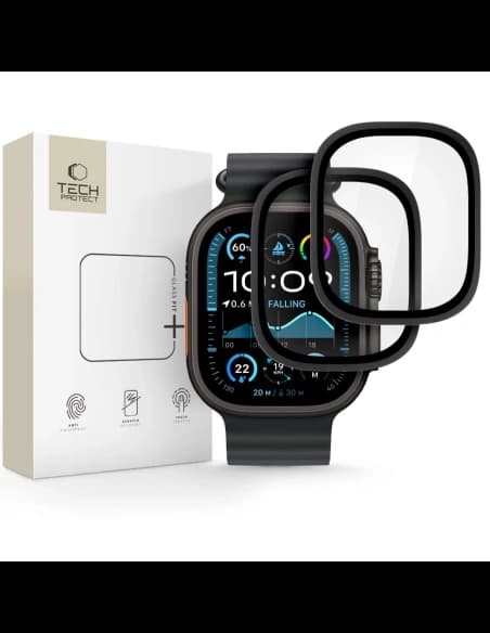 Sticlă securizată Tech-Protect Glass Ring pentru Apple Watch Ultra 1 / 2 49mm Negru [2 PACK]