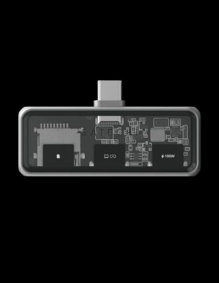Satechi Mobile XR Hub, USB-C / USB-C PD 100W, USB-C DP 1.4 4K@60Hz, čtečka karet microSD šedá