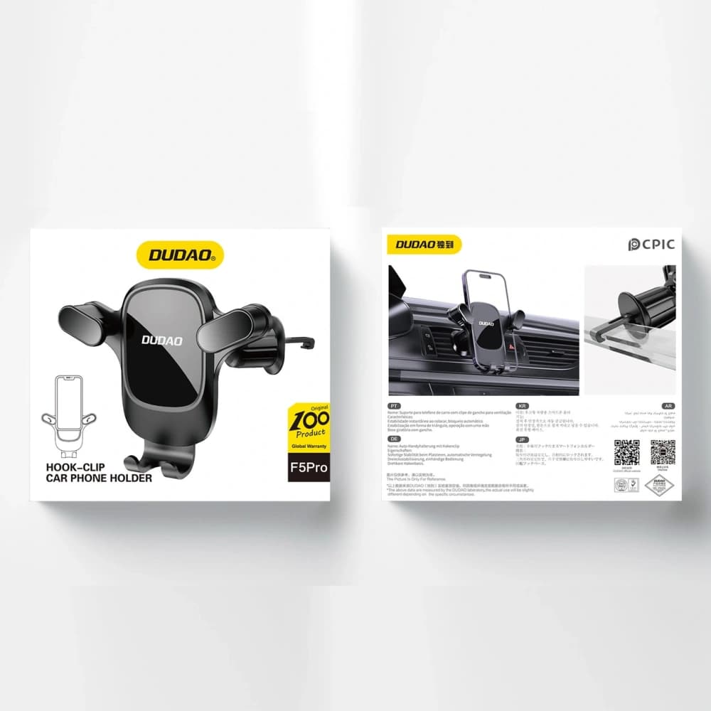 Suport pentru telefon auto DUDAO F5 Pro negru pentru ventilatia aerului - 5