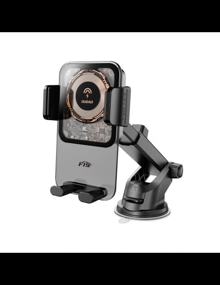 Suport auto DUDAO F19 cu încărcător wireless de 15W negru