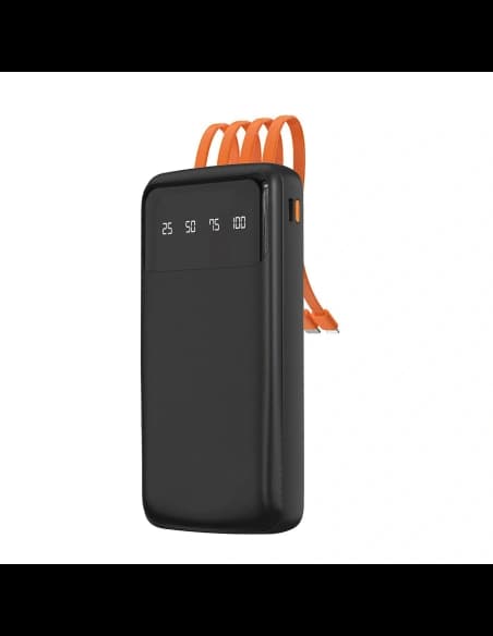 DUDAO K6 Pro 10000mAh Powerbank mit USB-A, USB-C, Lightning-Kabel schwarz