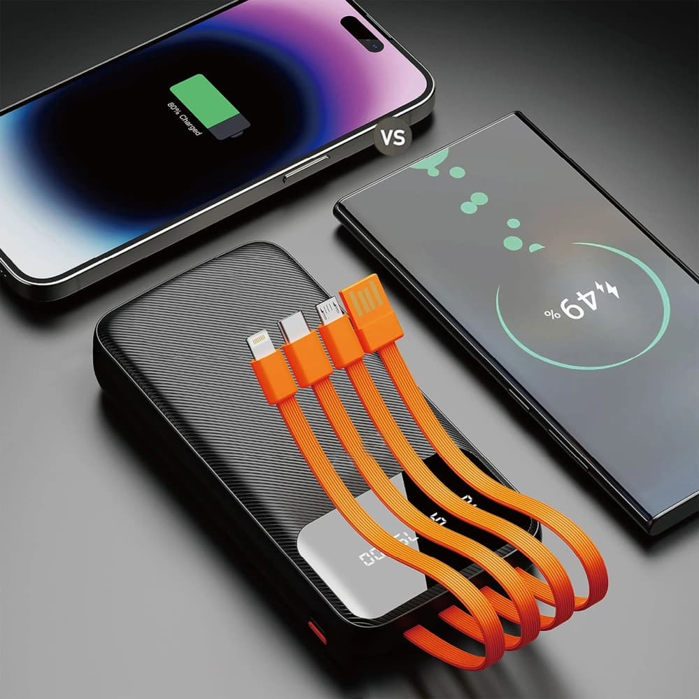 DUDAO K6 Pro 10000mAh Powerbank mit USB-A, USB-C, Lightning-Kabel schwarz - 4