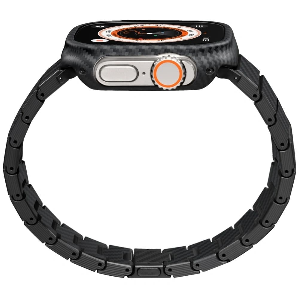 PITAKA Carbon Fiber Modern pro Apple Watch 1/2/3/4/5/6/7/8/9/10/11/SE/SE 3/Ultra/Ultra 2/Ultra 3 černá šedá - 2