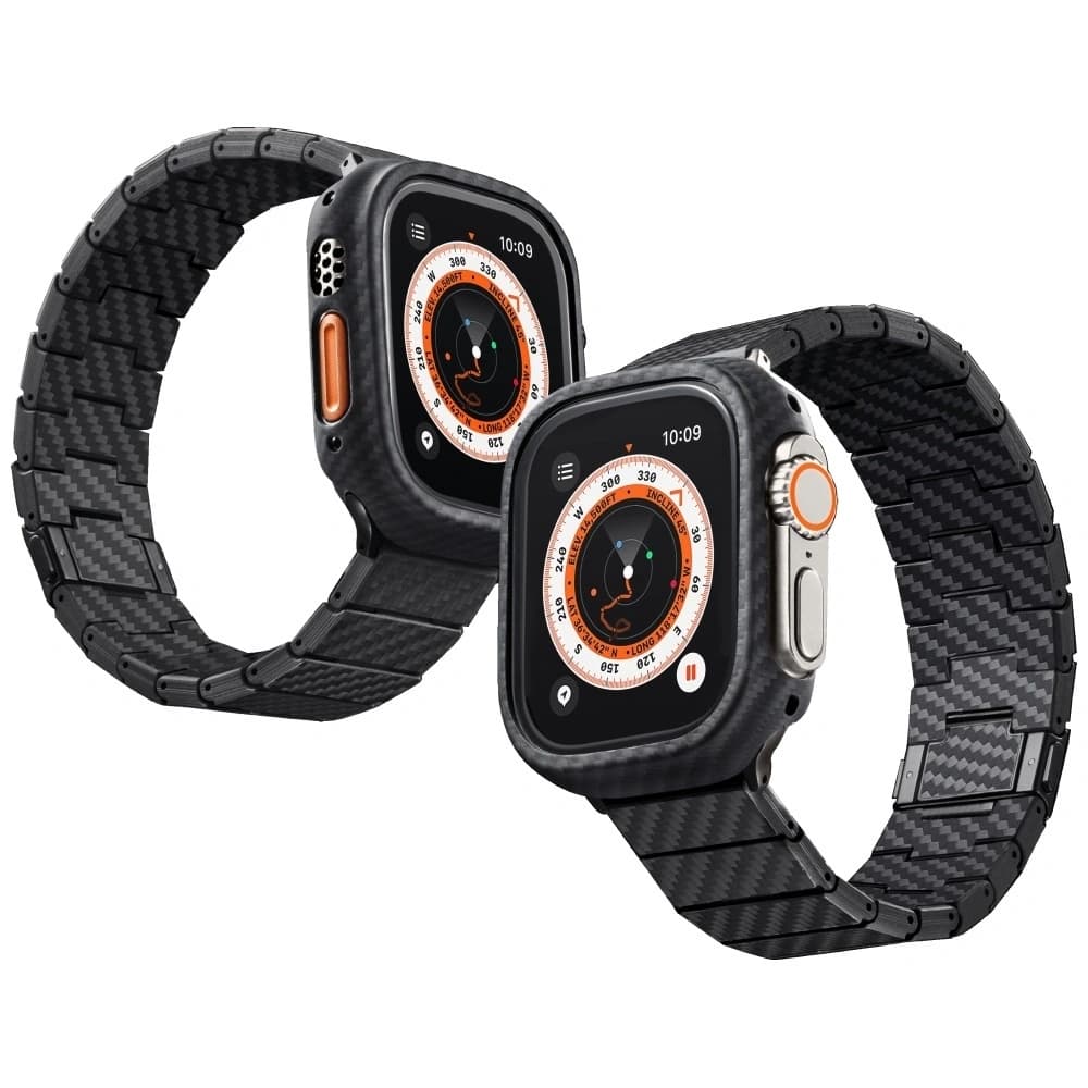 PITAKA Carbon Fiber Modern pro Apple Watch 1/2/3/4/5/6/7/8/9/10/11/SE/SE 3/Ultra/Ultra 2/Ultra 3 černá šedá - 3
