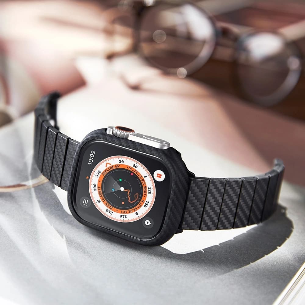 PITAKA Carbon Fiber Modern pro Apple Watch 1/2/3/4/5/6/7/8/9/10/11/SE/SE 3/Ultra/Ultra 2/Ultra 3 černá šedá - 15