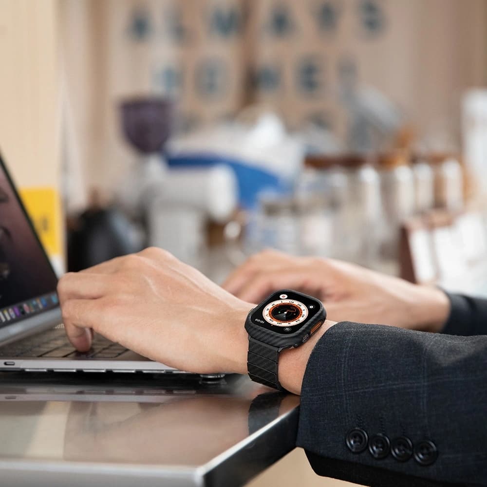 PITAKA Carbon Fiber Modern pro Apple Watch 1/2/3/4/5/6/7/8/9/10/11/SE/SE 3/Ultra/Ultra 2/Ultra 3 černá šedá - 20