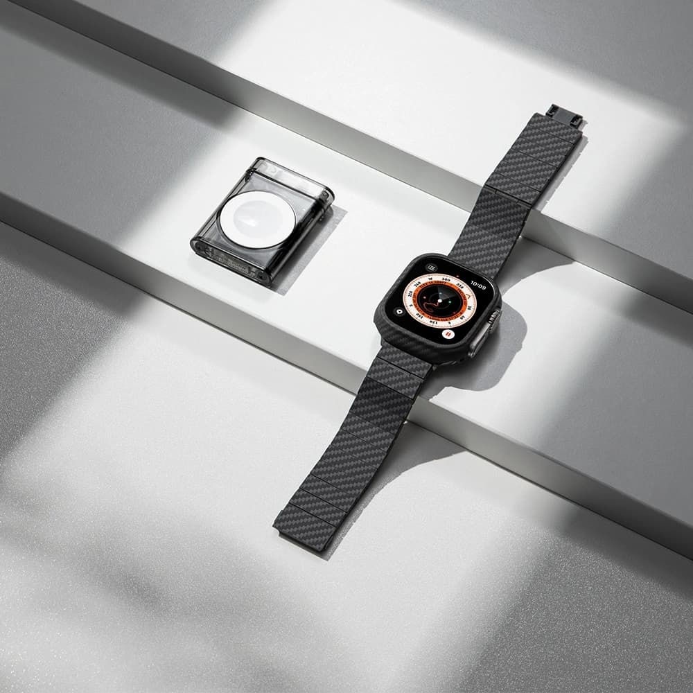 PITAKA Carbon Fiber Modern pro Apple Watch 1/2/3/4/5/6/7/8/9/10/11/SE/SE 3/Ultra/Ultra 2/Ultra 3 černá šedá - 21