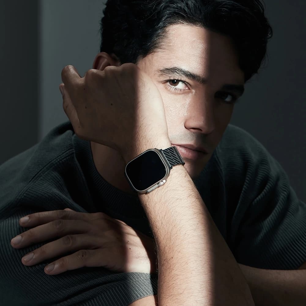 PITAKA Carbon Fiber Modern pro Apple Watch 1/2/3/4/5/6/7/8/9/10/11/SE/SE 3/Ultra/Ultra 2/Ultra 3 černá šedá - 23