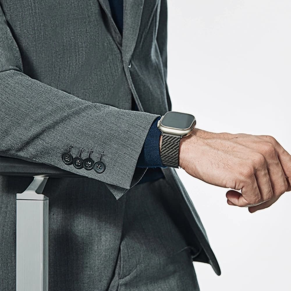 PITAKA Carbon Fiber Modern pro Apple Watch 1/2/3/4/5/6/7/8/9/10/11/SE/SE 3/Ultra/Ultra 2/Ultra 3 černá šedá - 24