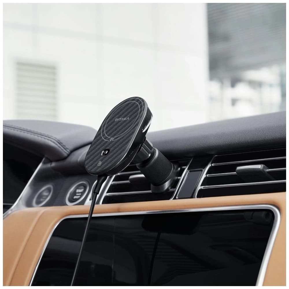 PITAKA MagEZ Pro 2 Qi2 15W NFC MagSafe Autohalterung mit kabellosem Ladegerät schwarz grau - 7