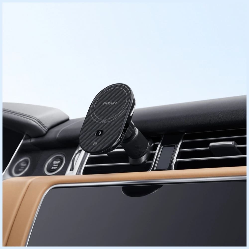 PITAKA MagEZ Pro 2 Qi2 15W NFC MagSafe Autohalterung mit kabellosem Ladegerät schwarz grau - 10