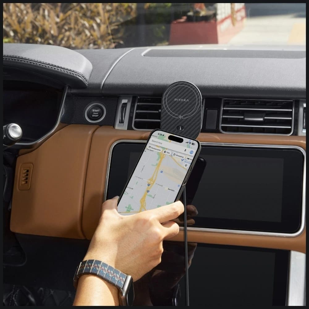 PITAKA MagEZ Pro 2 Qi2 15W NFC MagSafe Autohalterung mit kabellosem Ladegerät schwarz grau - 11