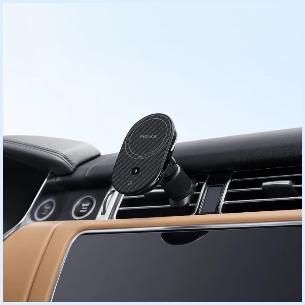 PITAKA MagEZ Pro 2 Qi2 15W NFC MagSafe Autohalterung mit kabellosem Ladegerät schwarz grau - 12