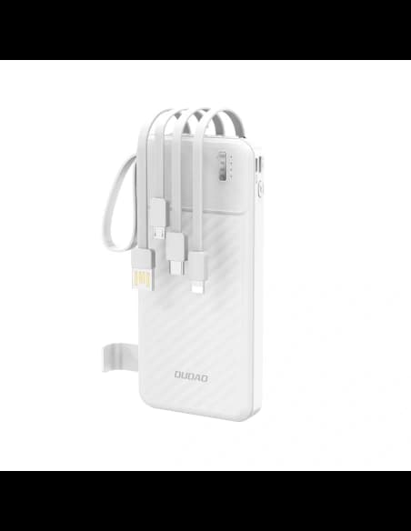Dudao K11 10000mAh Powerbank mit integrierten Kabeln weiß