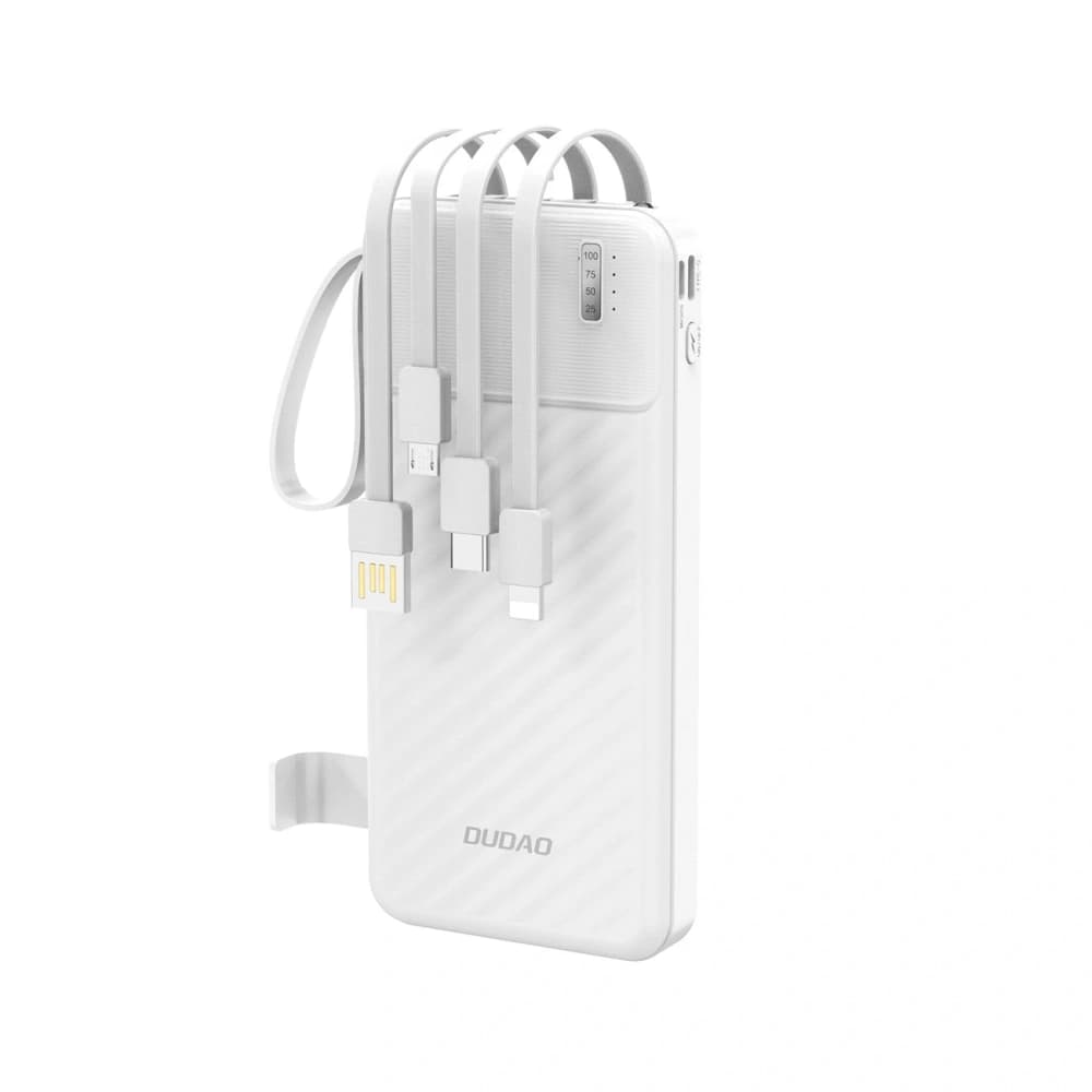 Dudao K11 10000mAh Powerbank mit integrierten Kabeln weiß - 1