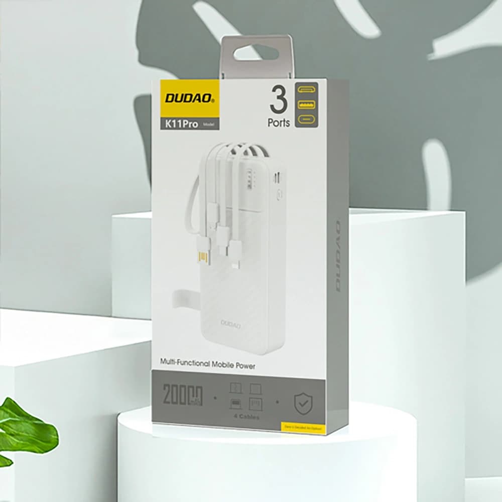 Powerbank Dudao K11 Pro 20000mAh cu cabluri integrate alb - 4