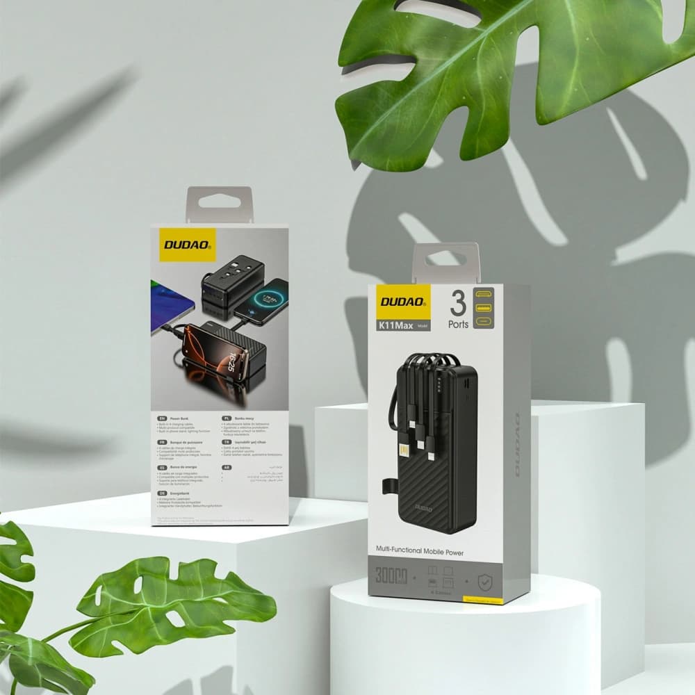 Powerbank Dudao K11 Max 30000mAh cu cabluri integrate negru - 4