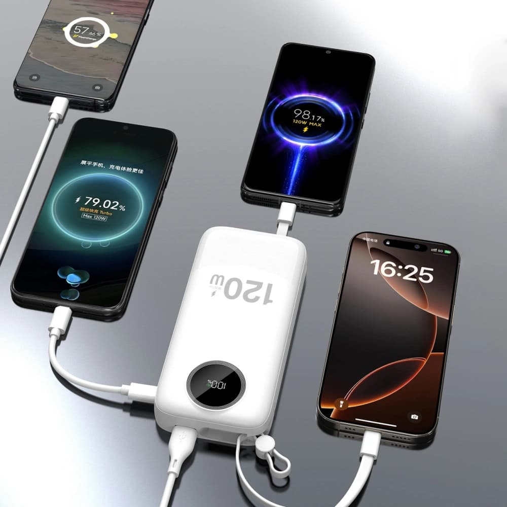 Powerbank Dudao K13Pro 20000mAh cu cablu încorporat alb - 2