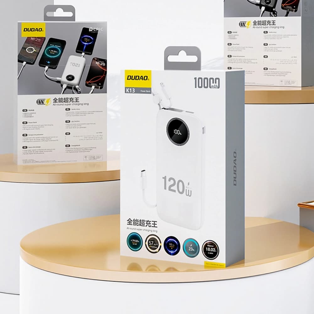 Powerbank Dudao K13Pro 20000mAh cu cablu încorporat alb - 7