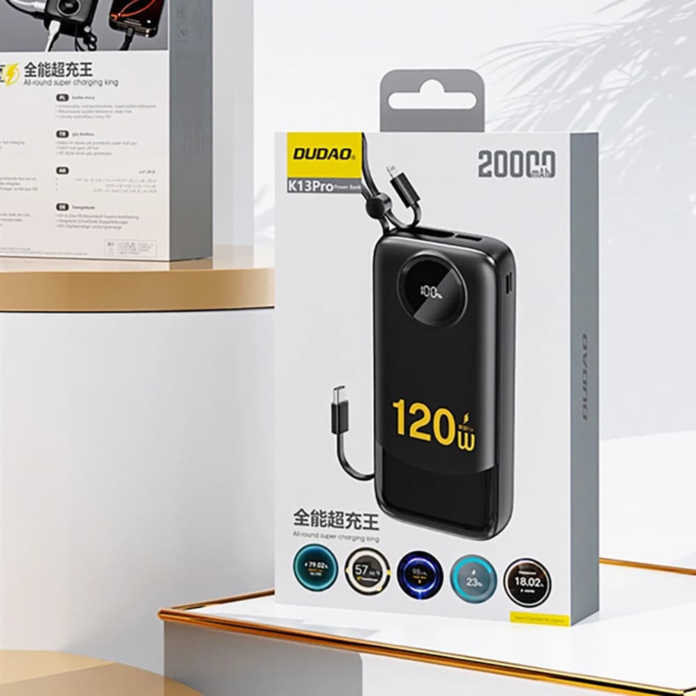 Powerbank Dudao K13Pro 20000mAh cu cablu încorporat negru - 4