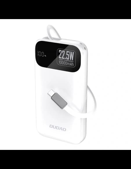 Dudao K31 Powerbank 10000 mAh 22,5W PD mit integriertem Kabel weiß