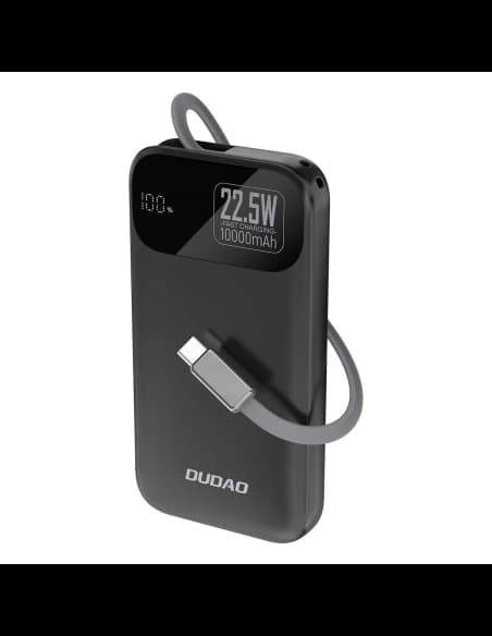 Dudao K31 Powerbank 10000 mAh 22,5W PD mit integriertem Kabel schwarz
