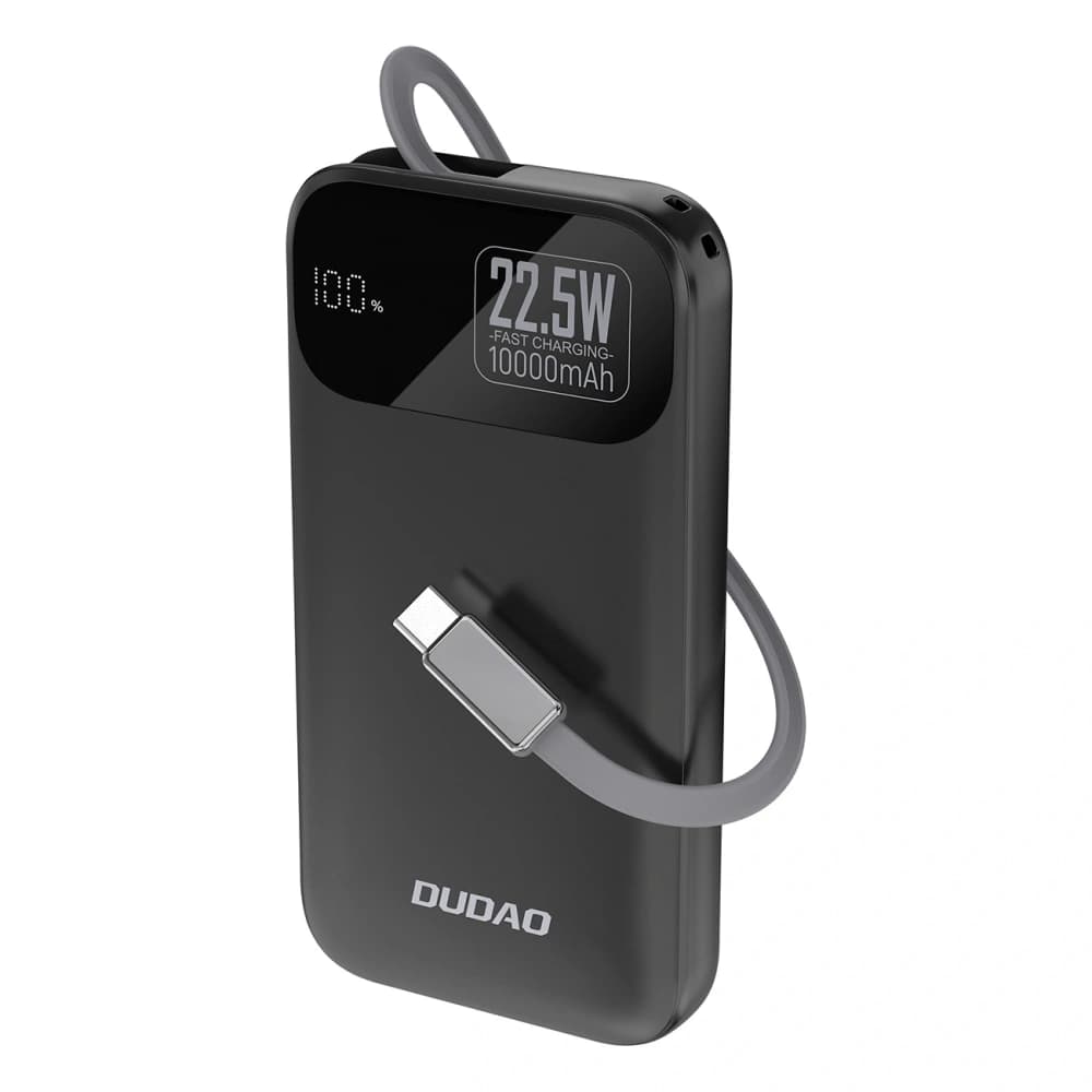 Dudao K31 Powerbank 10000 mAh 22,5W PD mit integriertem Kabel schwarz - 1