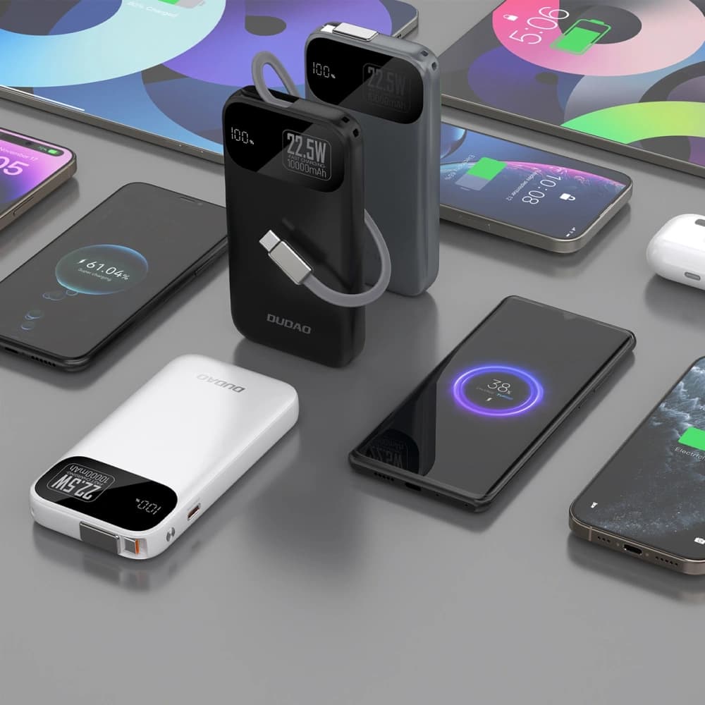 Dudao K31 Powerbank 10000 mAh 22,5W PD mit integriertem Kabel schwarz - 3