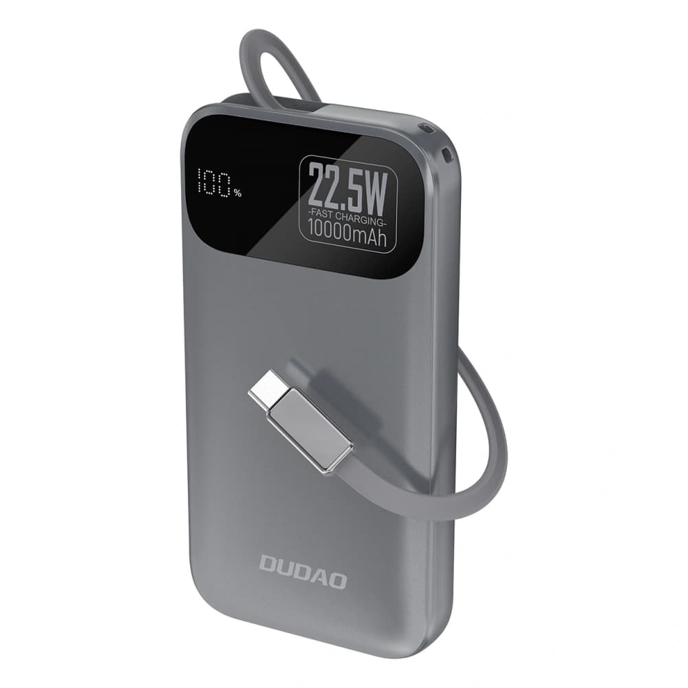 Dudao K31 Powerbank 10000 mAh 22,5W PD mit integriertem Kabel grau - 1