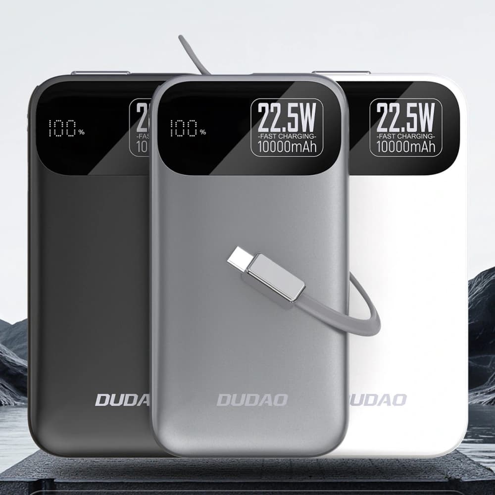 Dudao K31 Powerbank 10000 mAh 22,5W PD mit integriertem Kabel grau - 2