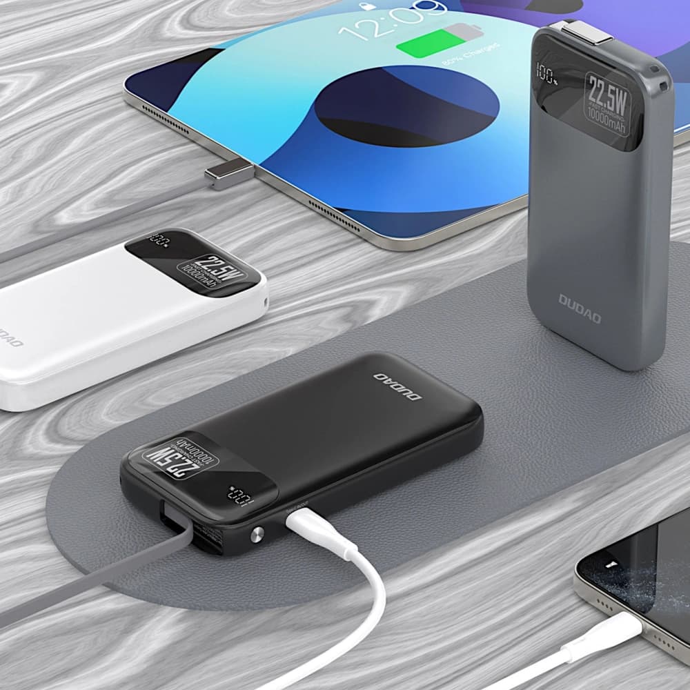 Dudao K31 Powerbank 10000 mAh 22,5W PD mit integriertem Kabel grau - 4