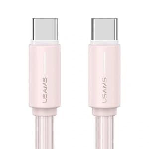 Kabel USAMS US-SJ734 SJ73460W YU Series SJ734USB04 USB-C / USB-C 1m różowy