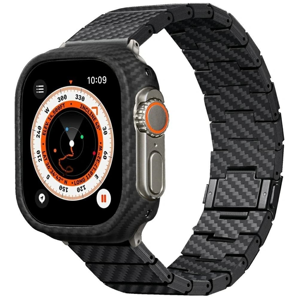 PITAKA Fibra de Carbon Modern pentru Apple Watch 1/2/3/4/5/6/7/8/9/10/11/SE/SE 3/Ultra/Ultra 2/Ultra 3 negru gri