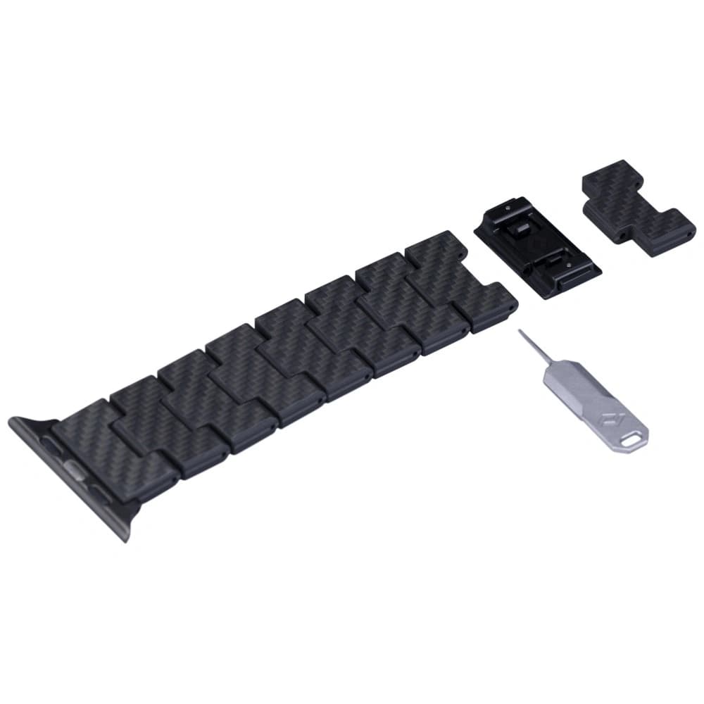 PITAKA Carbon Fiber Retro Apple Watch 1/2/3/4/5/6/7/8/9/10/11/SE/SE 3/Ultra/Ultra 2/Ultra 3 negru gri - 11