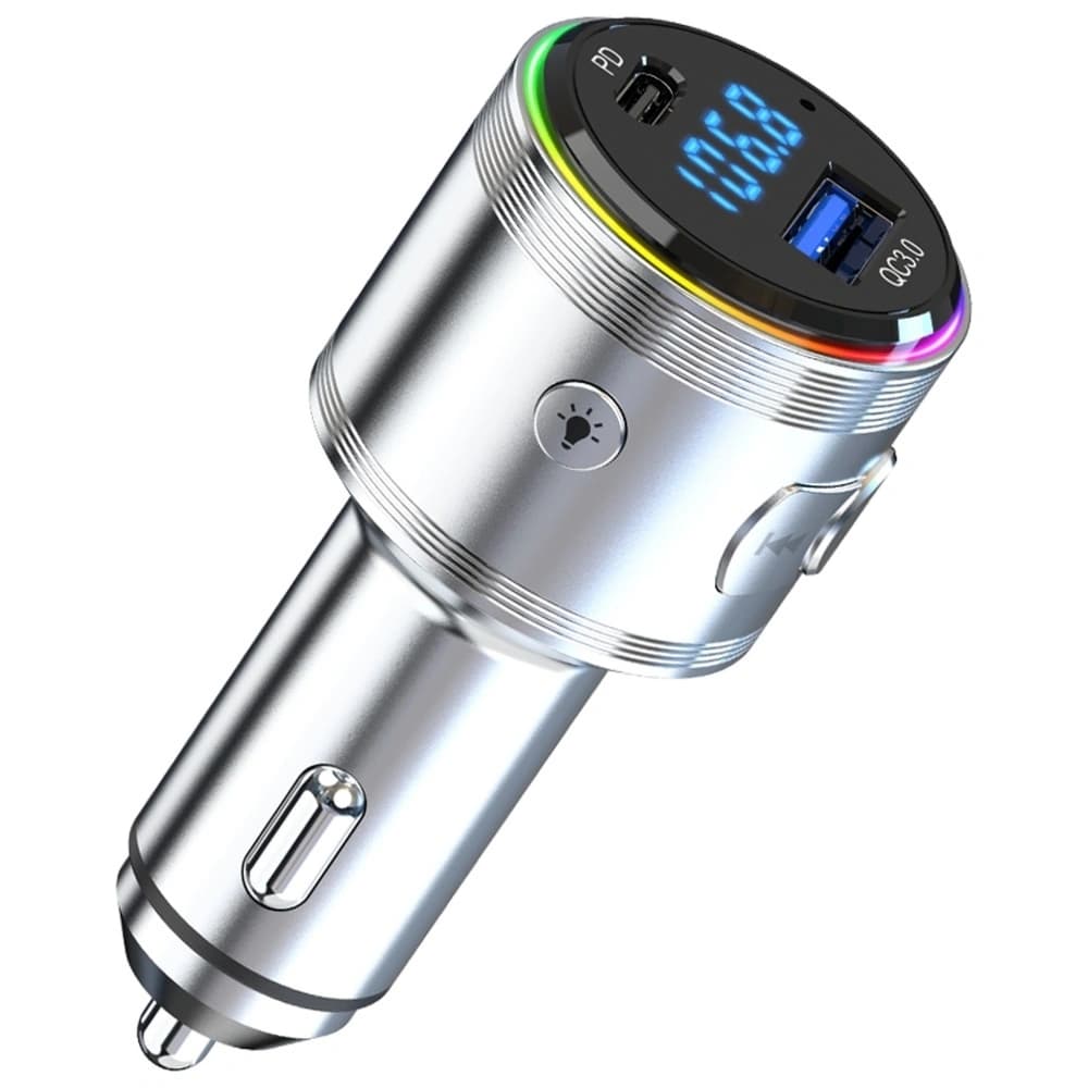 3MK Hyper Car Power Transmitter 48W QC PD PPS USB-C / USB-A audio adóval ezüst színben - 7